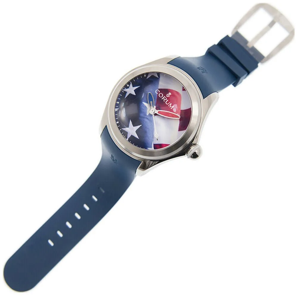 Corum Big Bubble 52 Flag Titanium Automatic American Flag Dial Blue Rubber Strap Mens Watch 403.101.04/0373 US01