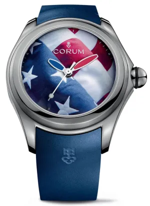 Corum Big Bubble 52 Flag Titanium Automatic American Flag Dial Blue Rubber Strap Mens Watch 403.101.04/0373 US01