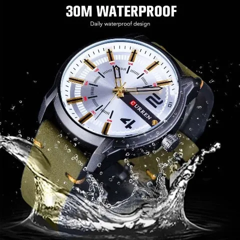 Curren Men's Green Military Waterproof Watch (Dial - 4.7cm) - CUR202
