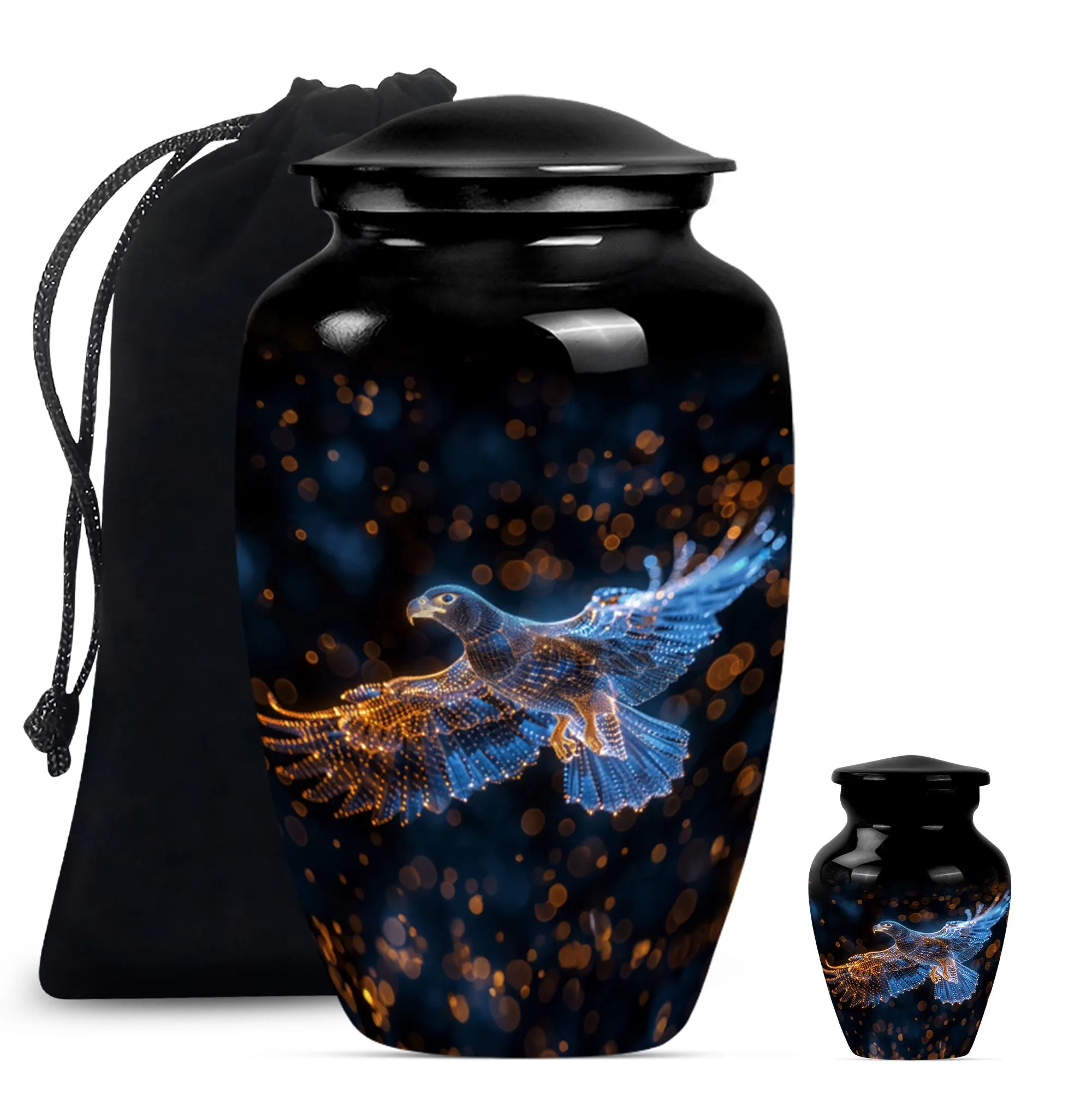 EAGLE Memorial Urn: Honouring Life with Wolf Howling Design