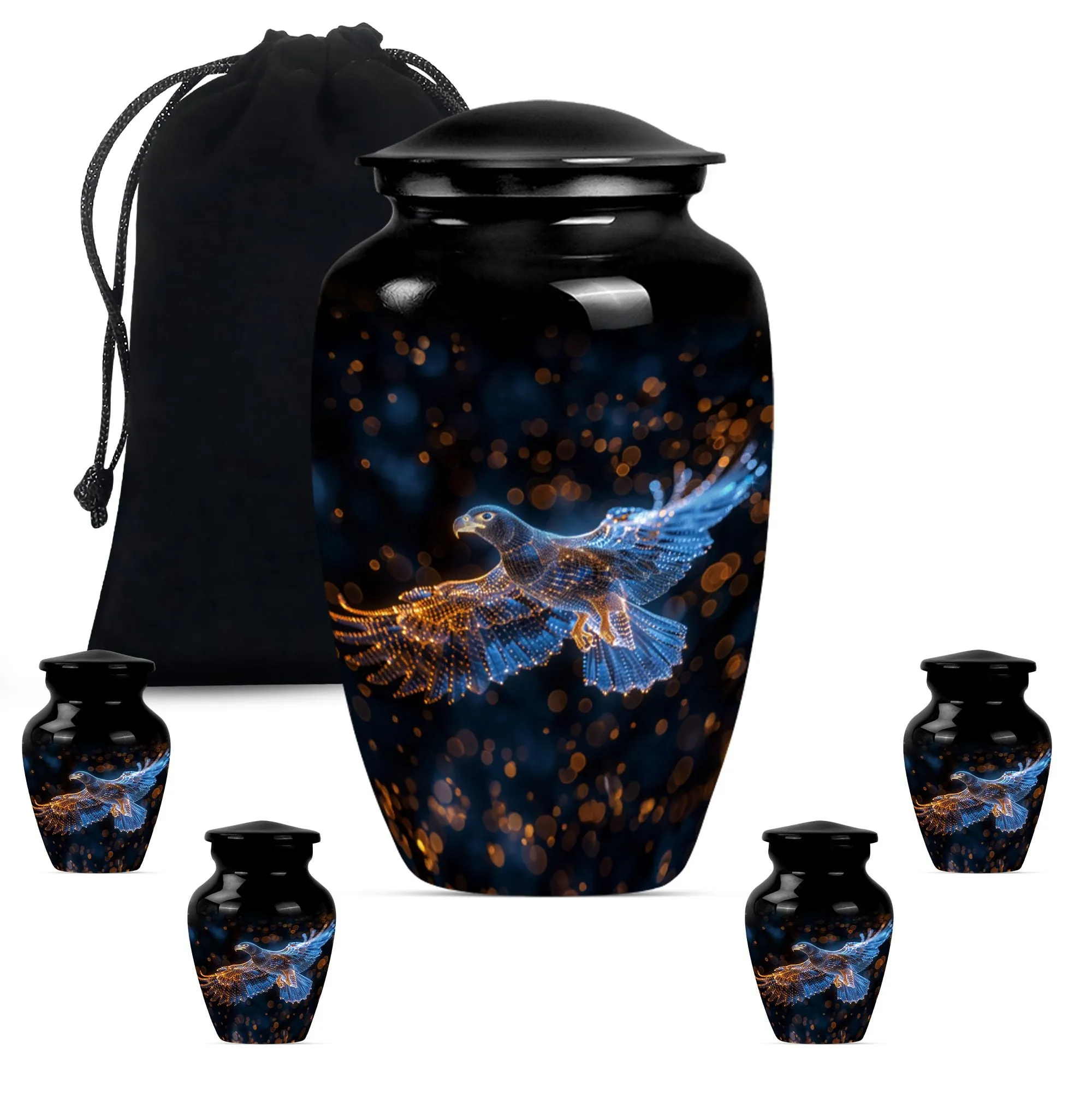 EAGLE Memorial Urn: Honouring Life with Wolf Howling Design