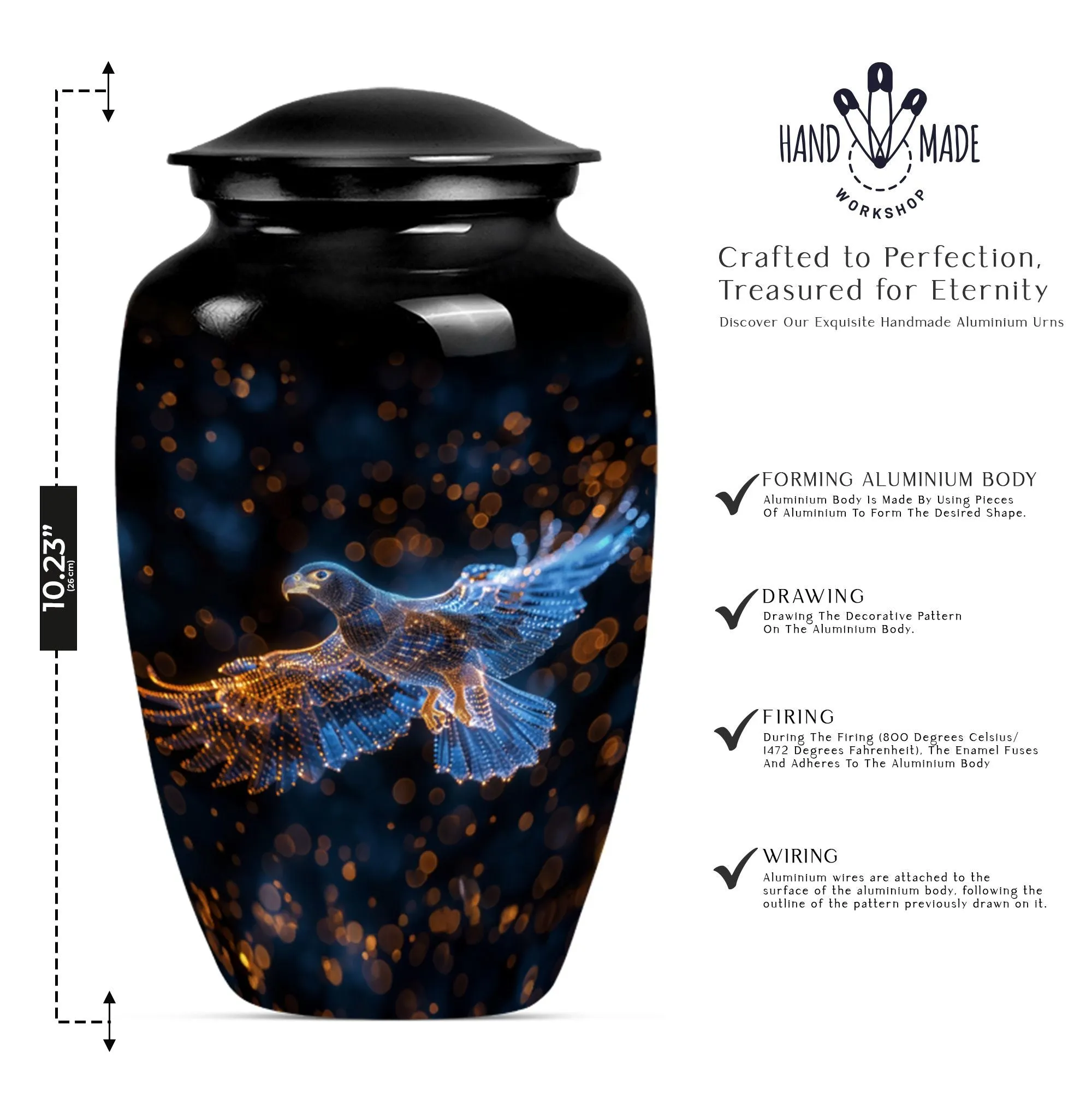 EAGLE Memorial Urn: Honouring Life with Wolf Howling Design