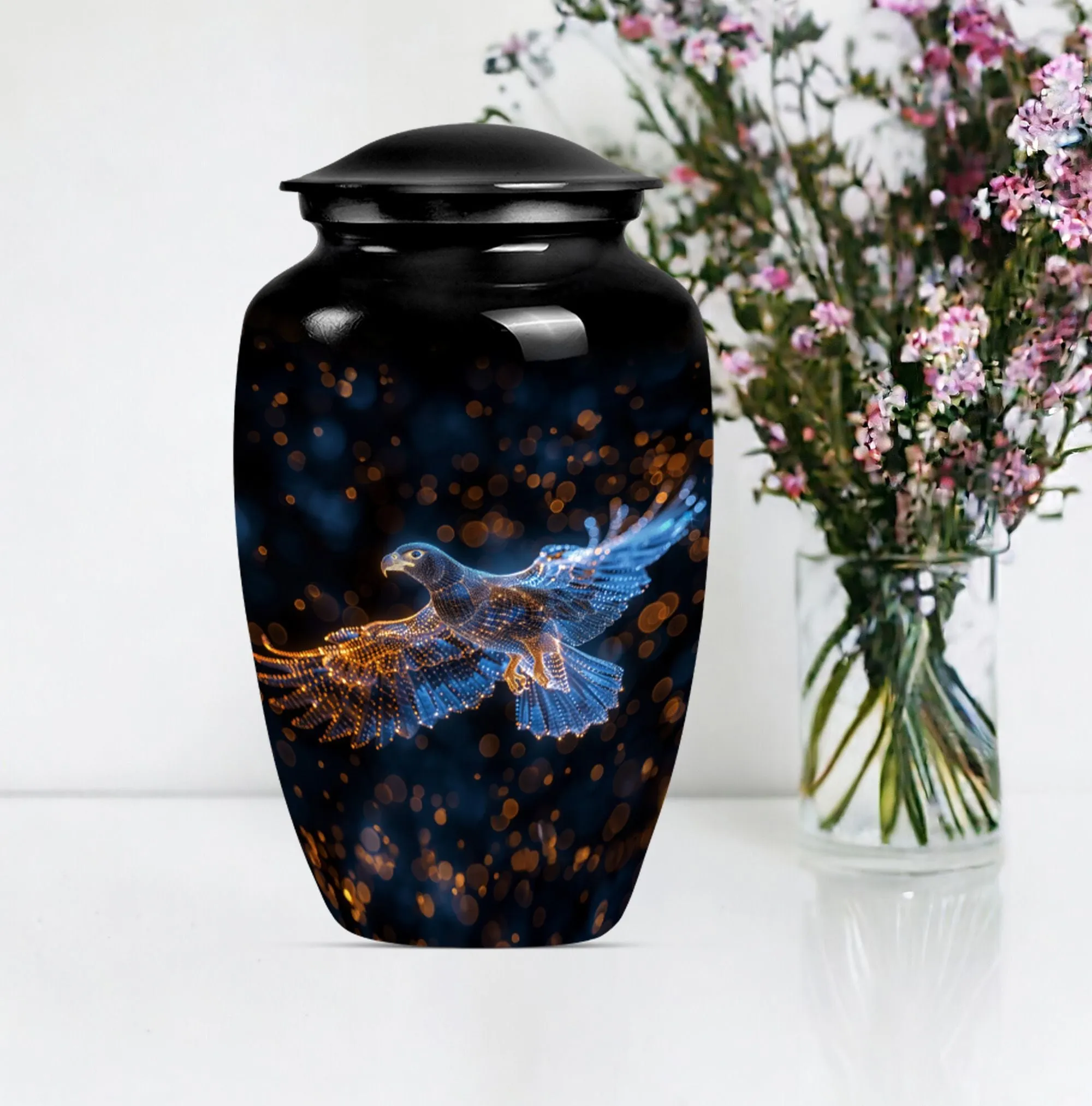 EAGLE Memorial Urn: Honouring Life with Wolf Howling Design