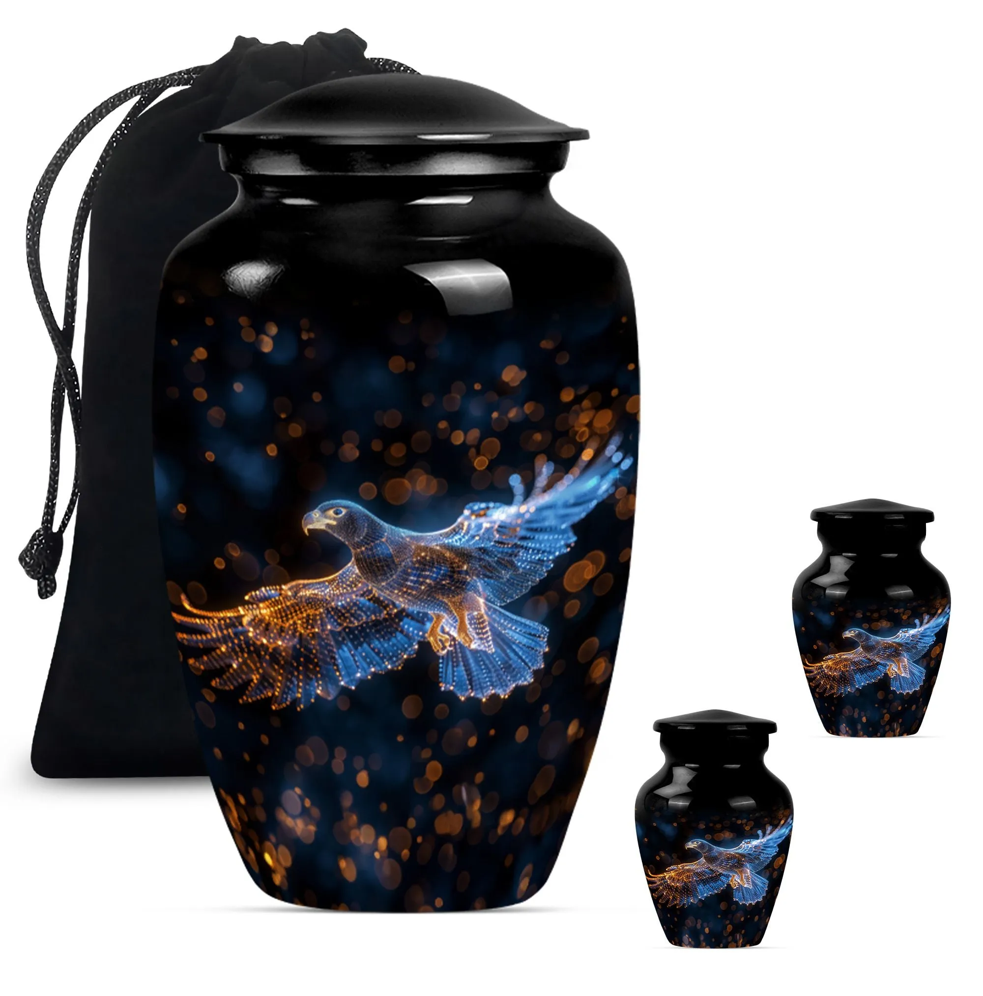 EAGLE Memorial Urn: Honouring Life with Wolf Howling Design