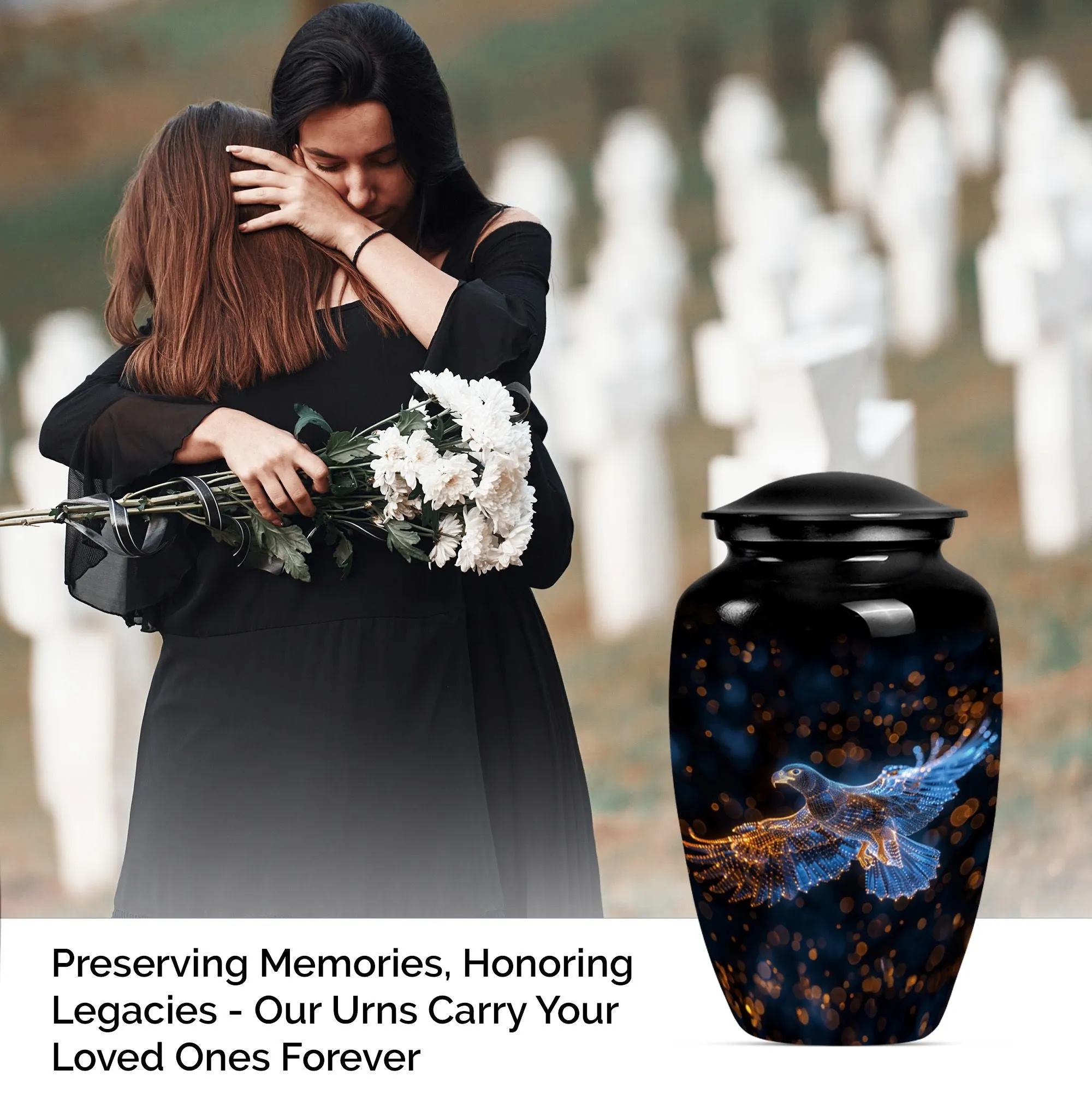 EAGLE Memorial Urn: Honouring Life with Wolf Howling Design