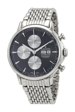Edox Men's 01120-3M-GIN Les Bemonts Silver Stainless Steel Band Analog Watch Swiss Automatic Chronograph and Calendar