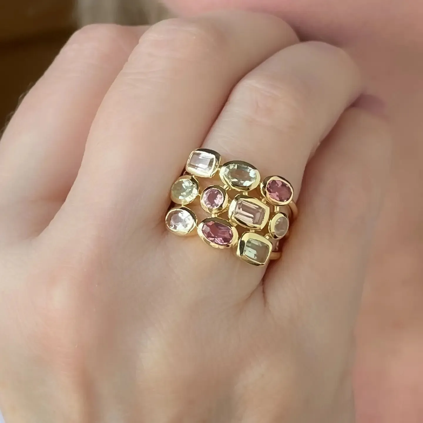 Elegant Trio Gemstone Ring