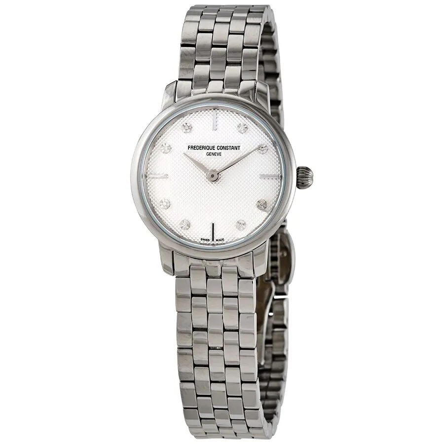 Frederique Constant Slimline Quartz Diamond White Dial Ladies Watch FC-200STDS6B