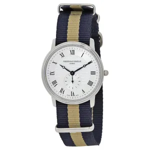 Frederique Constant Slimline Silver Dial Unisex Watch FC-235M4S6-NAVY-BEIGE FC-235M4S6-NV-BG