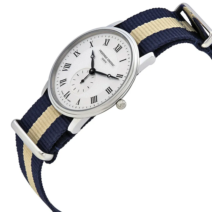 Frederique Constant Slimline Silver Dial Unisex Watch FC-235M4S6-NAVY-BEIGE FC-235M4S6-NV-BG