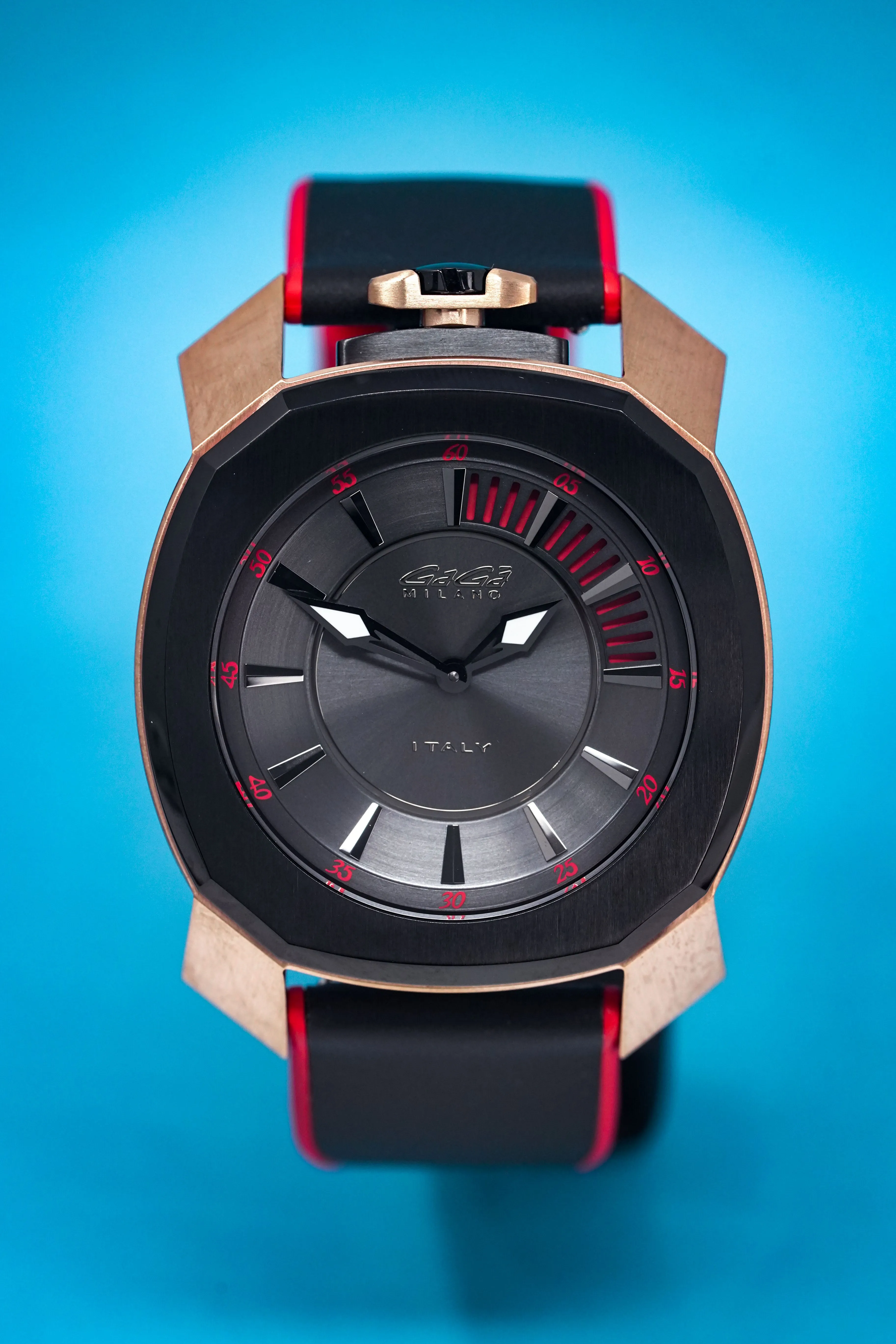 Gaga Milano Watch Frame_One Rose Gold Red 7054.01