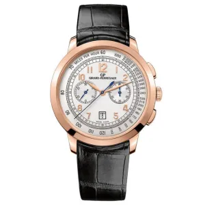 Girard Perregaux 1966 Silver Dial Chronograph 18K Rose Gold Automatic Men's Watch 49542-52-151-BK6A