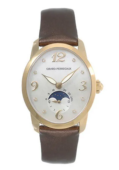 Girard Perregaux Cats Eye Diamond 18kt Yellow Gold Brown Satin Ladies Watch 80490-51-761-JKBD