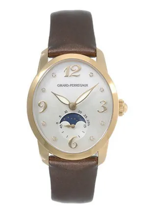 Girard Perregaux Cats Eye Diamond 18kt Yellow Gold Brown Satin Ladies Watch 80490-51-761-JKBD