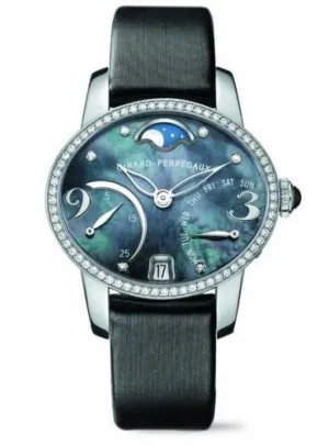 Girard Perregaux Cat's Eye Mother of Pearl Moonphase Diamond Dial 18K White Gold Ladies Watch 80485D53A661-JK6A