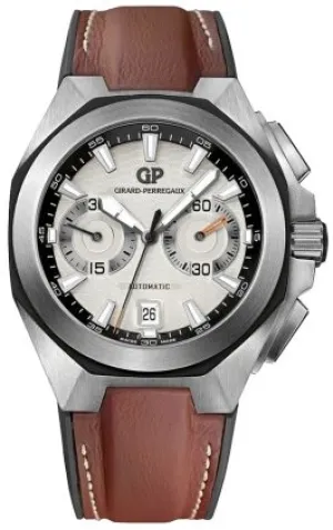 Girard Perregaux Chrono Hawk Silver Dial Brown Leather Automatic Men's Watch 49970-11-131-HDBA