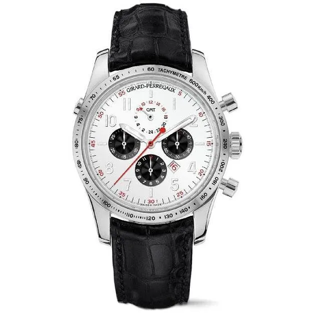 Girard Perregaux Monte Carlo White Dial Black Leather Men's Watch 49583-11-151-BA6A