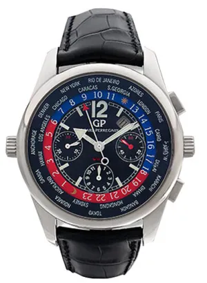 Girard Perregaux Worldwide Time Control 18kt White Gold Black Men's Watch 49800-0-53-6146A