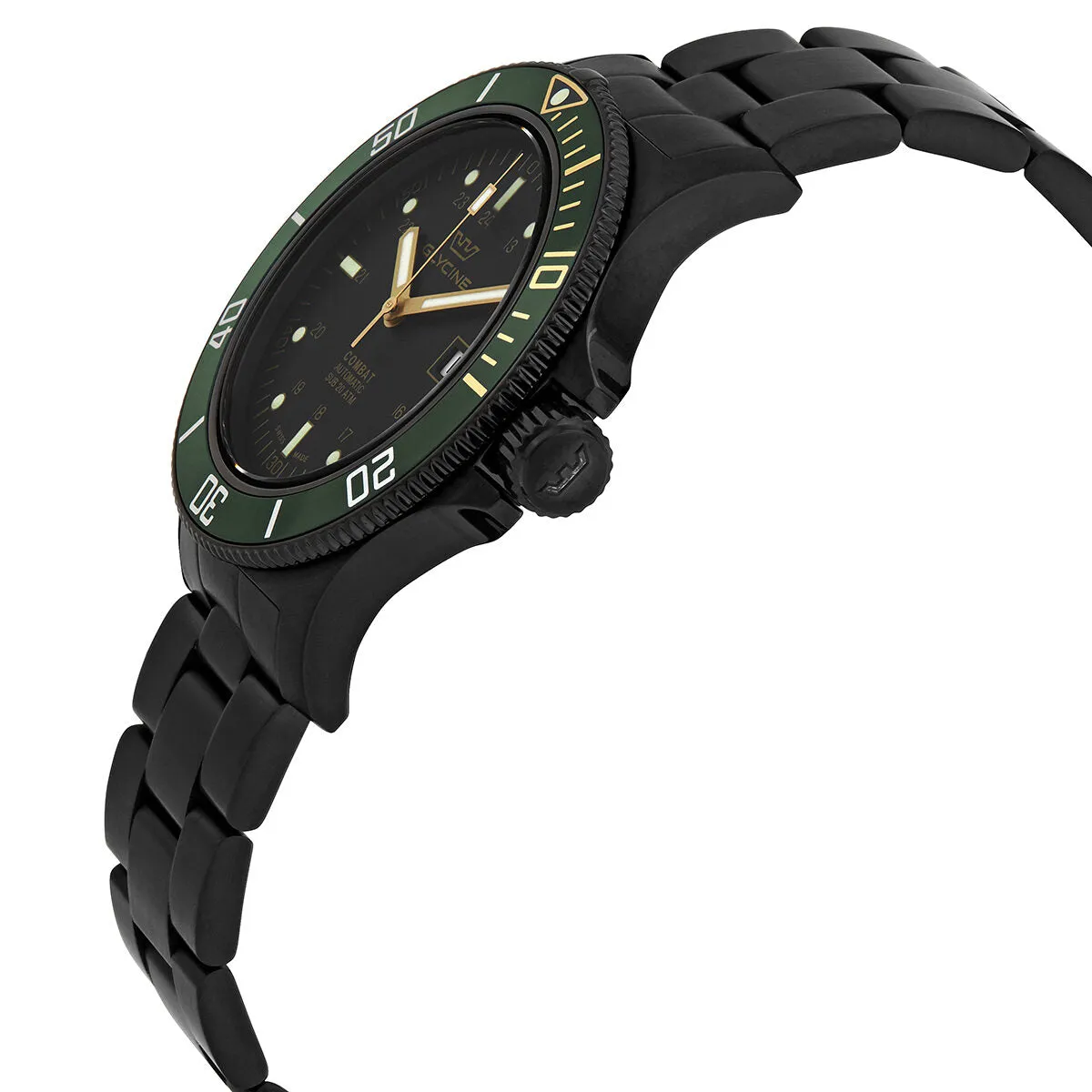 Glycine Combat Automatic Black Dial Black PVD Men's Watch GL0273