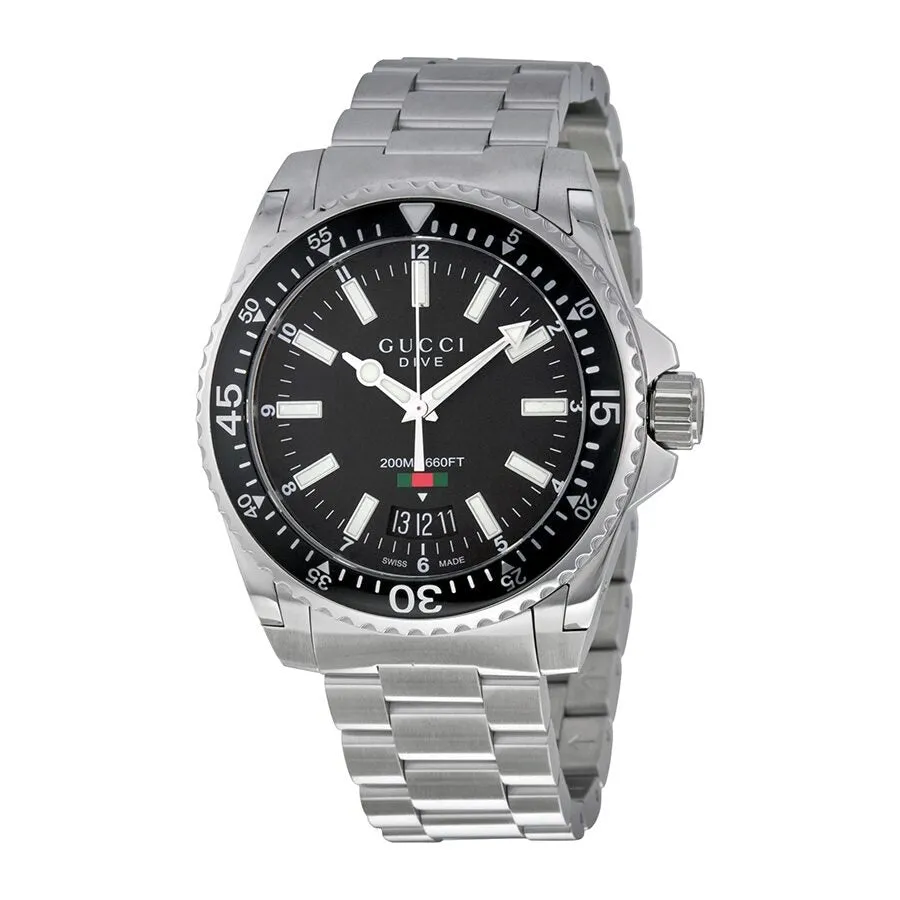 Gucci Dive Black Dial Stainless Steel Men's Watch YA136301
