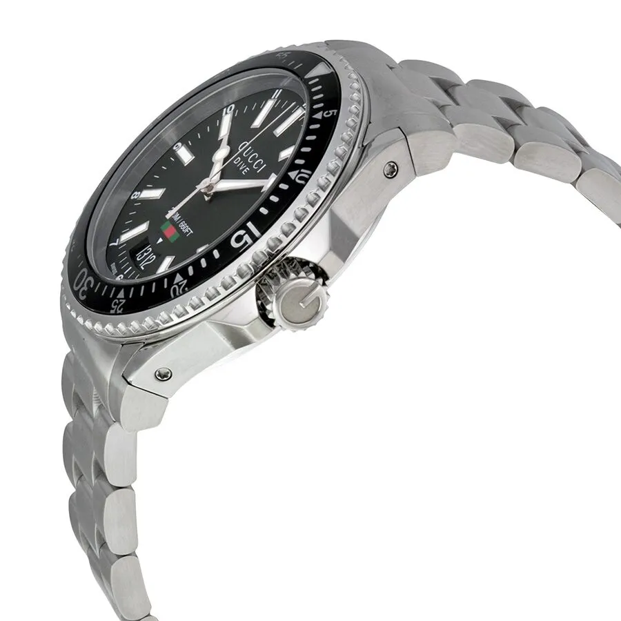 Gucci Dive Black Dial Stainless Steel Men's Watch YA136301