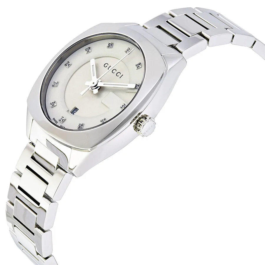 Gucci GG2570 White Dial Diamond Ladies Watch YA142504