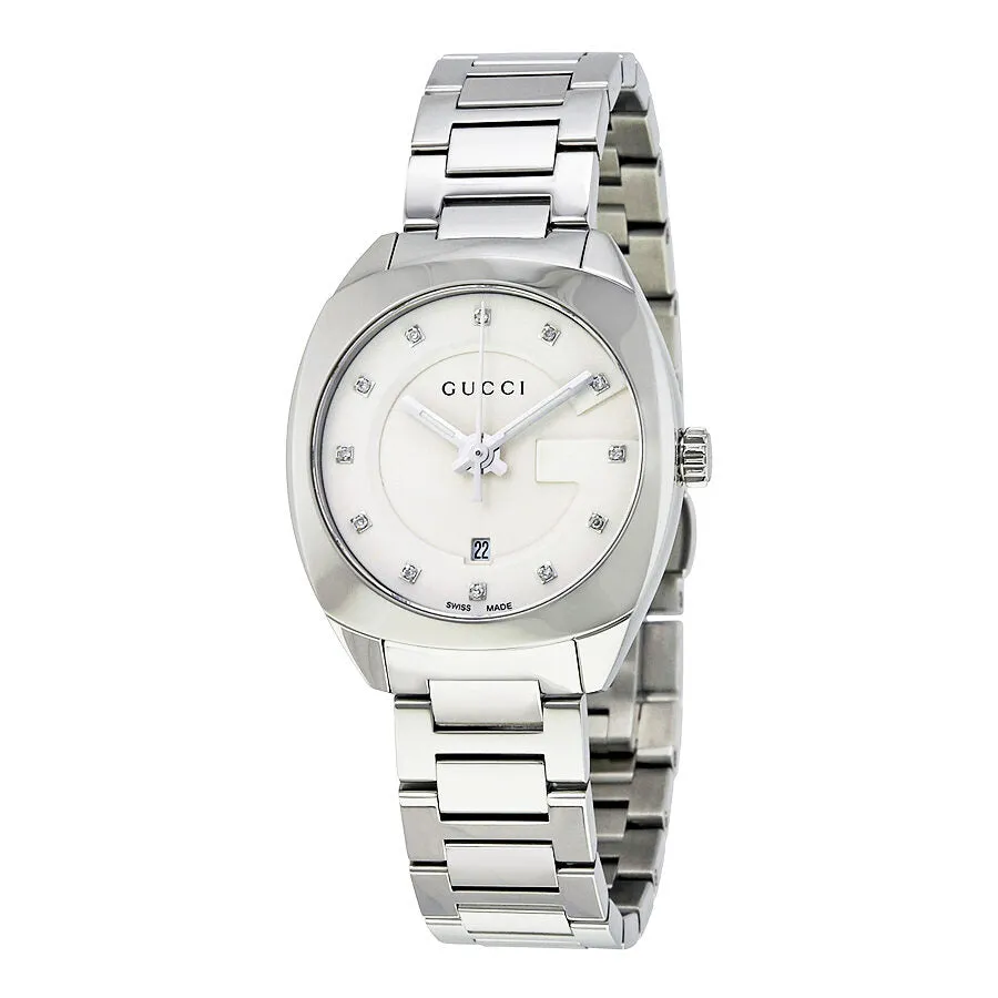 Gucci GG2570 White Dial Diamond Ladies Watch YA142504