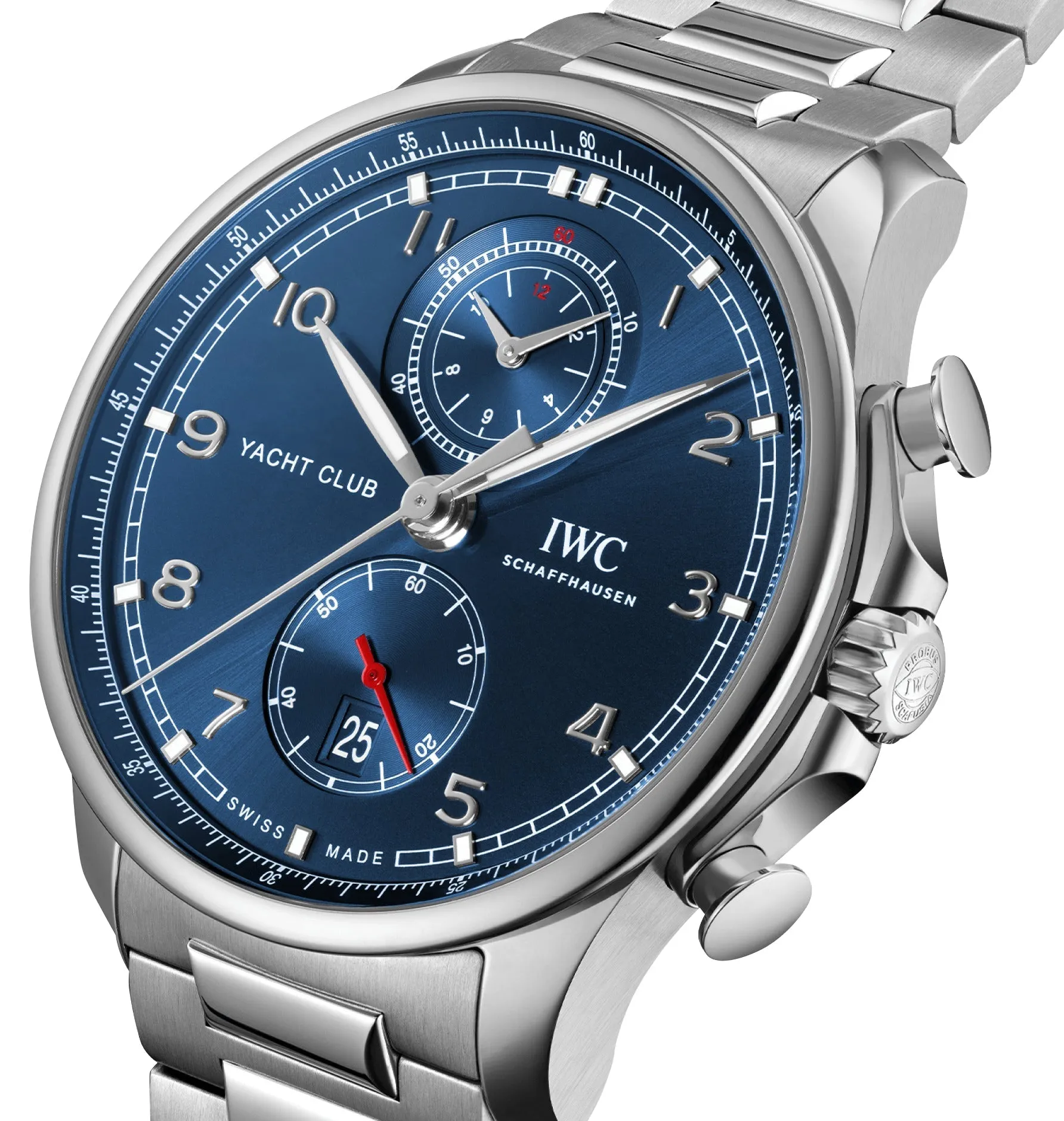 IWC Portugieser Yacht Club Automatic Flyback Chronograph Stainless Steel Blue Dial Date Mens Watch IW390701