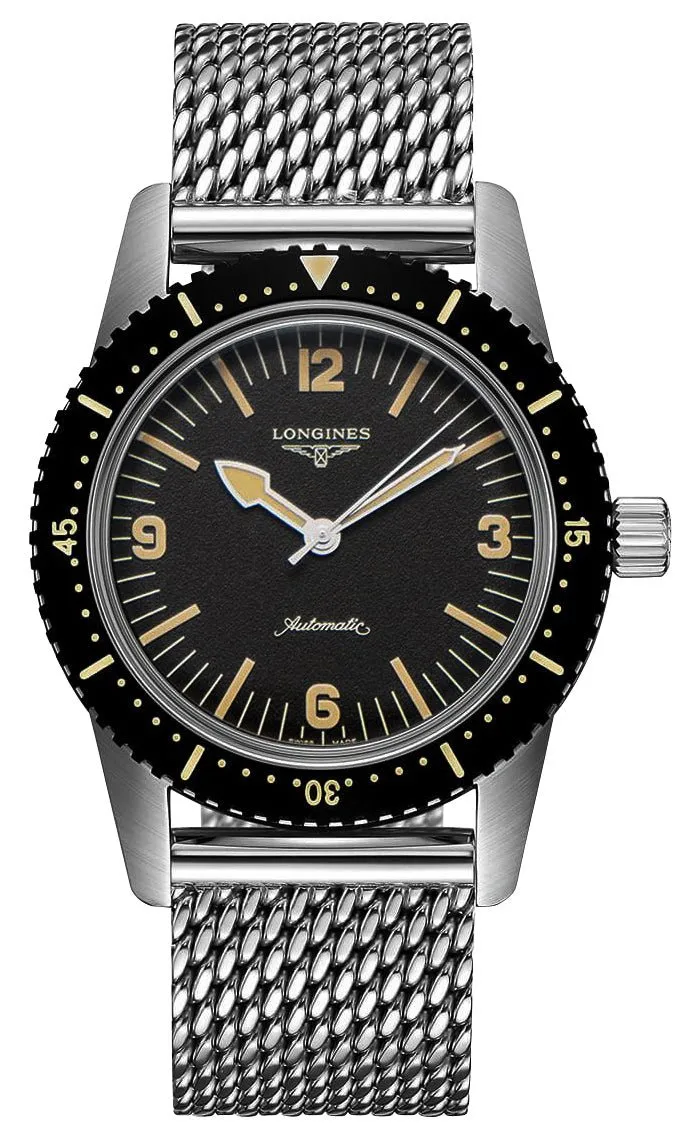 Longines Heritage Skin Diver Automatic Stainless Steel Black Dial Mens Watch L2.822.4.56.6
