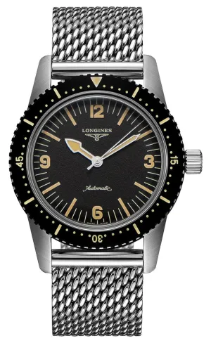 Longines Heritage Skin Diver Automatic Stainless Steel Black Dial Mens Watch L2.822.4.56.6