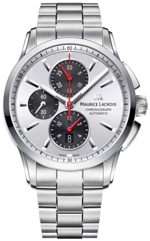 Maurice Lacroix Pontos Automatic Chronograph Silver Dial Date Stainless Steel Mens Watch PT6388-SS002-131-1