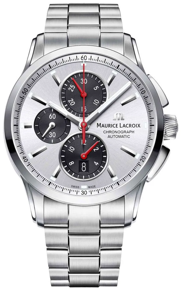 Maurice Lacroix Pontos Automatic Chronograph Silver Dial Date Stainless Steel Mens Watch PT6388-SS002-131-1