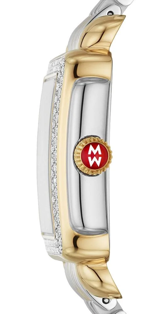 Michele Deco Madison Mid Two-Tone Steel Diamonds Blue Mother-of-Pearl Dial Rectangle Womens Watch MWW06G000036