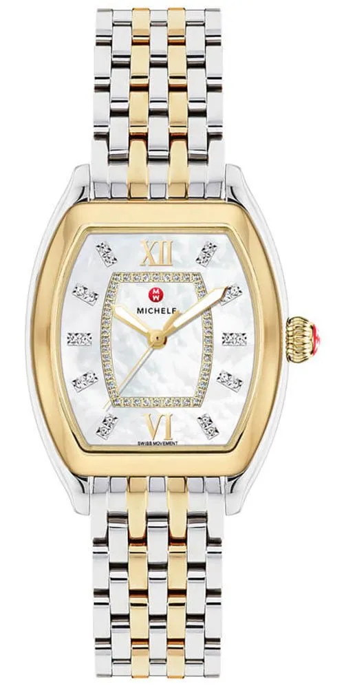 Michele Releve Two-Tone Steel Mother-of-Pearl Dial Diamonds Quartz Womens Watch MWW19B000004