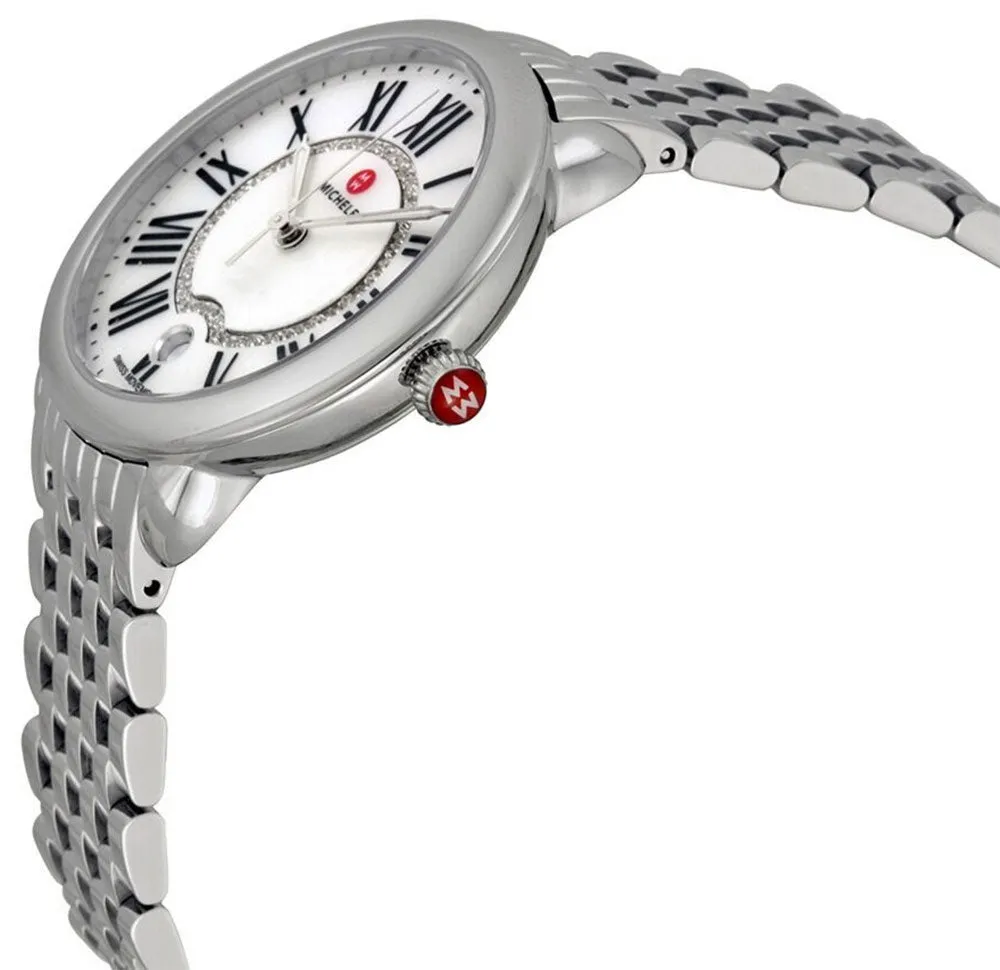 Michele Serein Mid Stainless Steel Diamonds Mother-of-Pearl Dial Date Quartz Womens Watch MWW21B000009