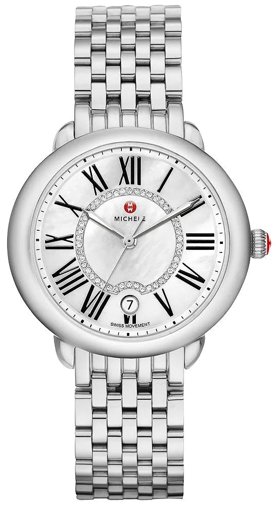 Michele Serein Mid Stainless Steel Diamonds Mother-of-Pearl Dial Date Quartz Womens Watch MWW21B000009