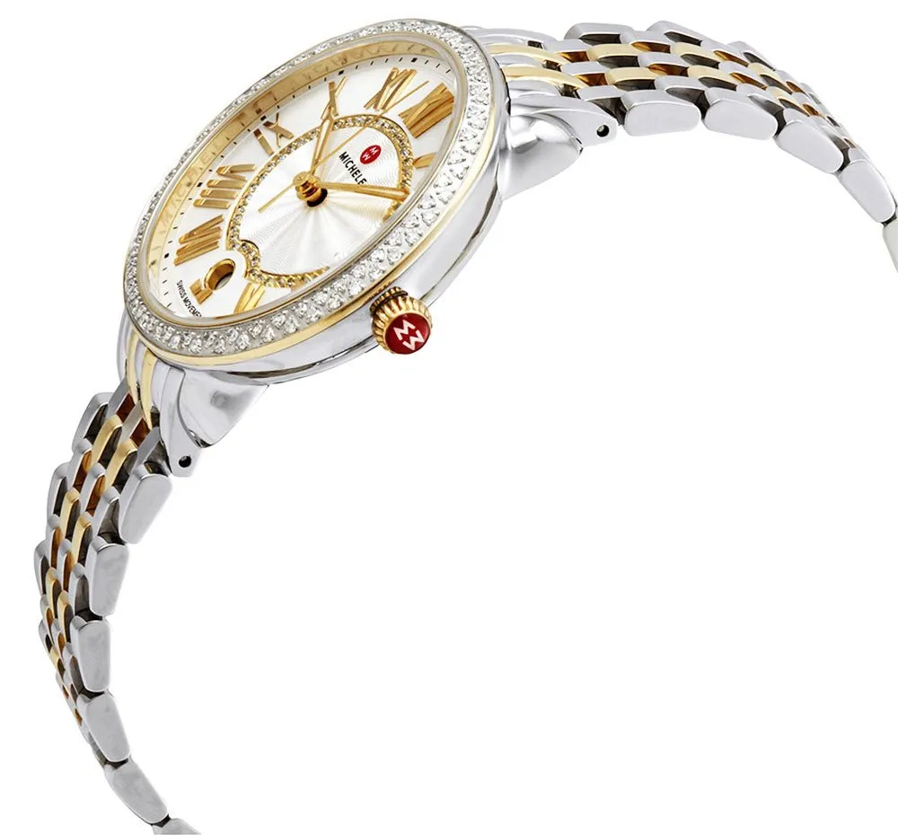 Michele Serein Mid Two-Tone Stainless Steel Diamonds Silver Dial Date Womens Watch Special Edition MWW21B000138