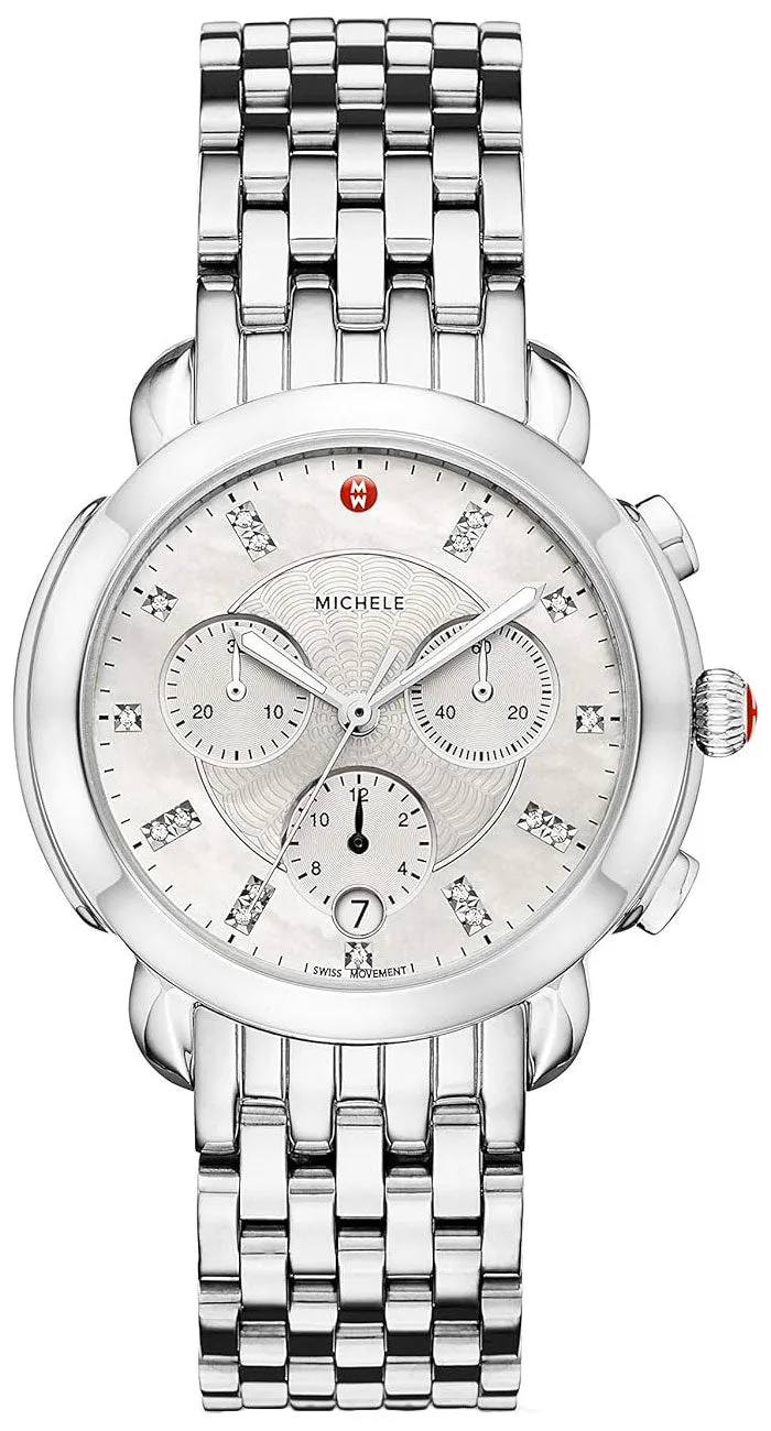 Michele Sidney Chronograph Stainless Steel Diamonds Mother-of-Pearl Dial Womens Watch MWW30A000015