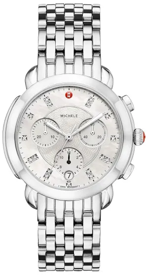 Michele Sidney Chronograph Stainless Steel Diamonds Mother-of-Pearl Dial Womens Watch MWW30A000015