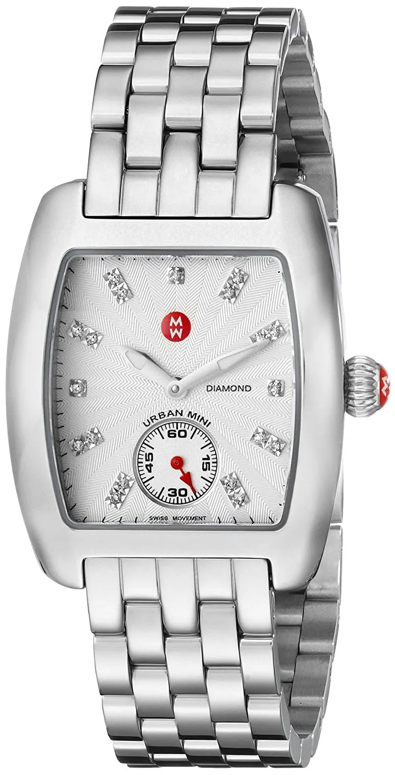 Michele Urban Mini Stainless Steel Silver Dial Diamonds Women's Watch MWW02A000502