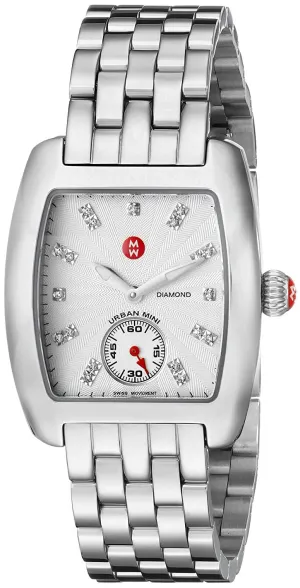 Michele Urban Mini Stainless Steel Silver Dial Diamonds Women's Watch MWW02A000502
