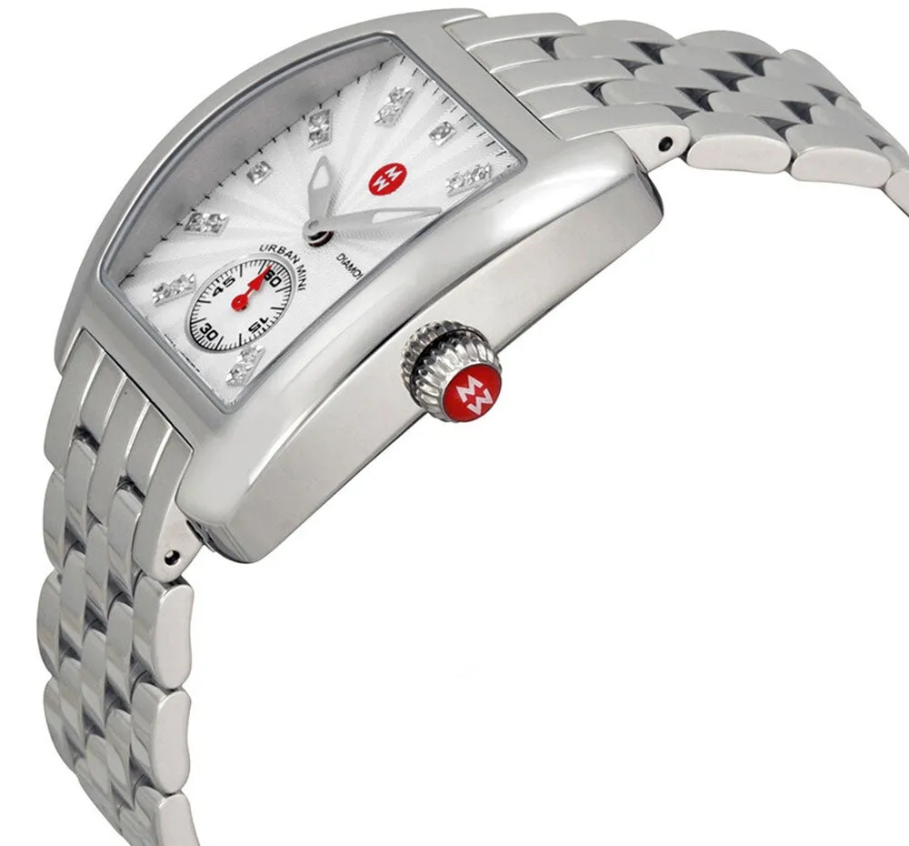 Michele Urban Mini Stainless Steel Silver Dial Diamonds Women's Watch MWW02A000502