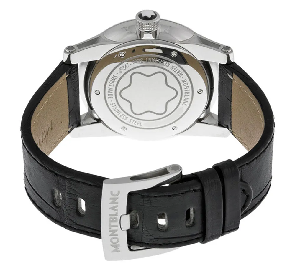 Montblanc Timewalker Black Dial Date Black Leather Strap Automatic Mens Watch 101551