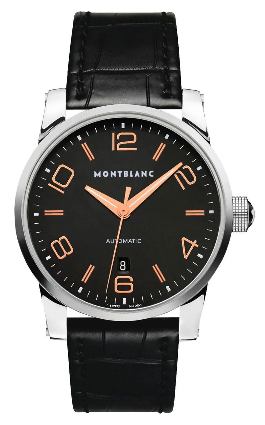 Montblanc Timewalker Black Dial Date Black Leather Strap Automatic Mens Watch 101551