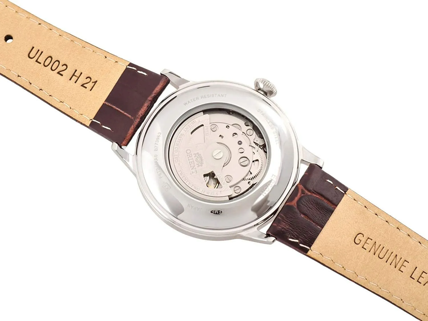 Orient Contemporary Classic Automatic Open Heart White Dial Brown Leather Strap Mens Watch RA-AG0002S10B