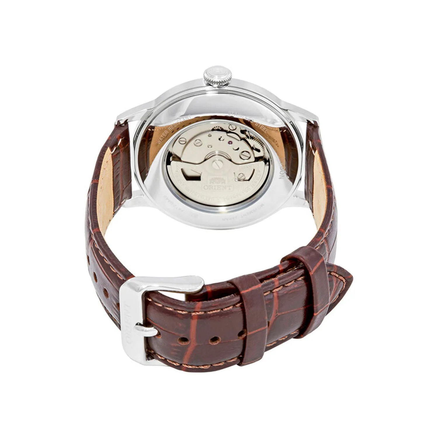 Orient Contemporary Classic Automatic Open Heart White Dial Brown Leather Strap Mens Watch RA-AG0002S10B