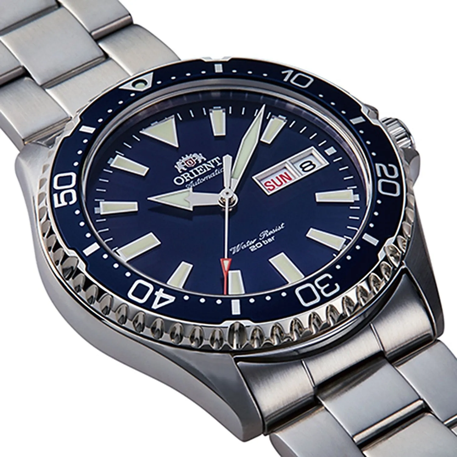 Orient Kamasu Automatic Stainless Steel Blue Dial Day/Date Divers Mens Watch RA-AA0002L19B