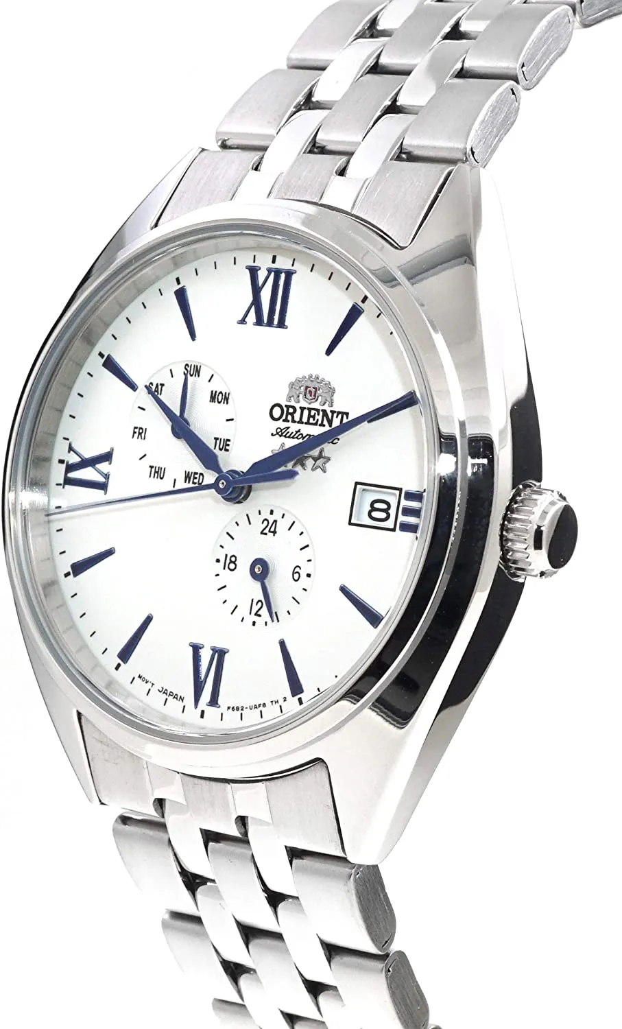 Orient Tristar Automatic Stainless Steel White Dial Day-Date Mens Watch RA-AK0506S10B