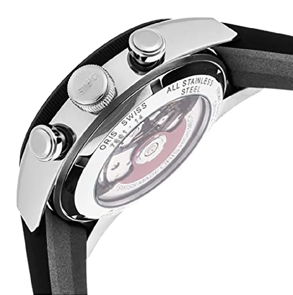 Oris Artix GT Automatic Chronograph Stainless Steel Black Dial Black Rubber Strap Date Mens Watch 582 7658 4034-07 8 23 82