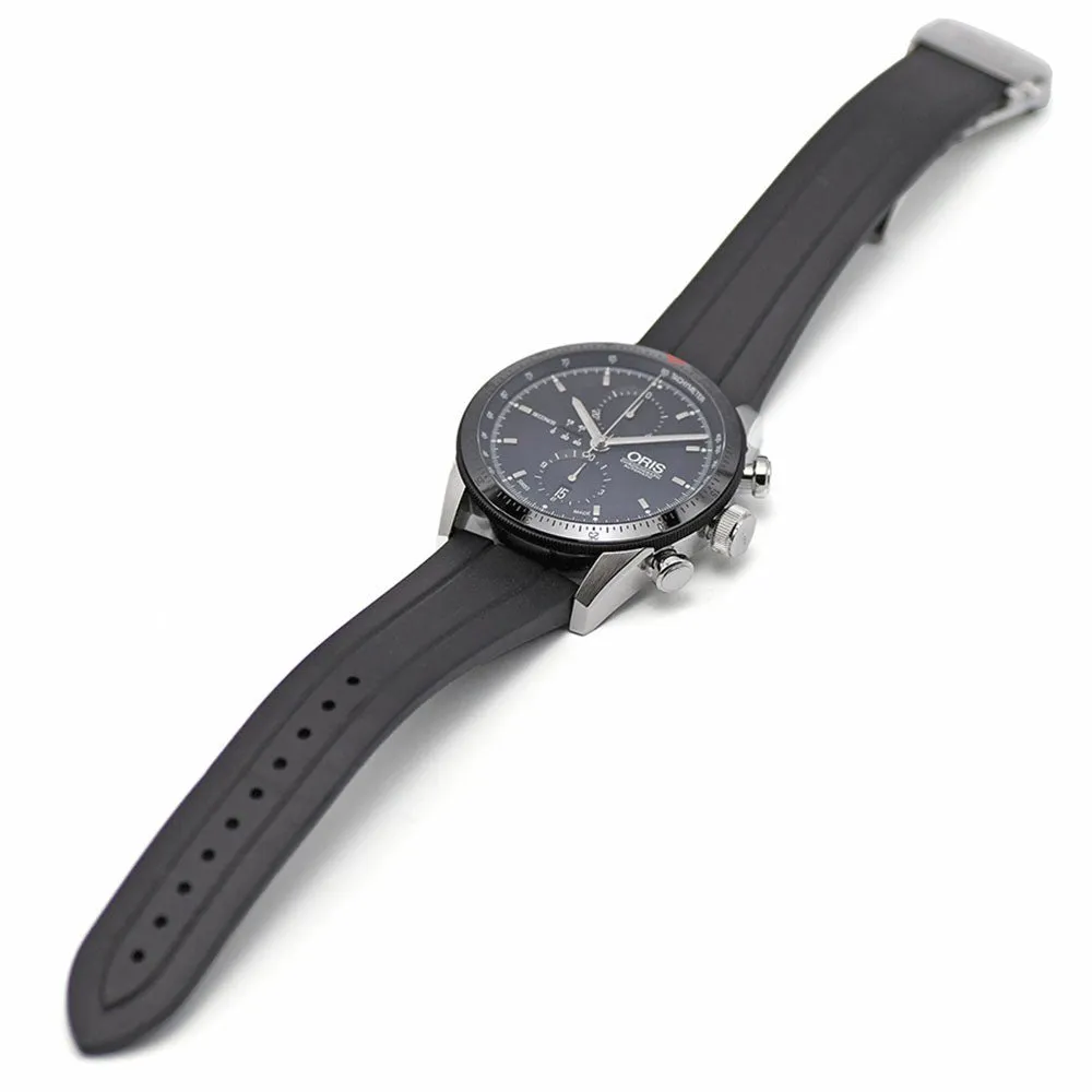 Oris Artix GT Automatic Chronograph Stainless Steel Black Dial Black Rubber Strap Date Mens Watch 582 7658 4034-07 8 23 82